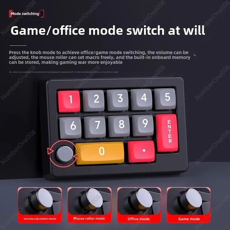 Numeric Keypad Mechanical Keypad Mini Macro Programming Onboard Office Finance with Spin Button Game External Stock Trading