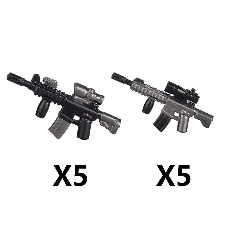 Military Weapons Guns Building Blocks Solider Figures Accessories US Machine Guns Printing silver plating M4 M16 Rifle Brick Toy