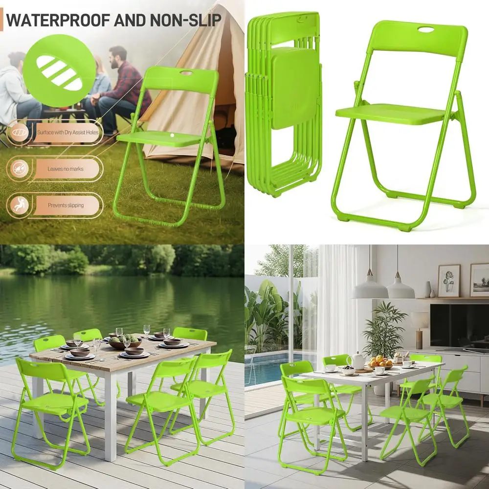 

6-Pack Folding Chairs, 300 lbs Capacity, Durable Plastic with Metal Reinforcement, Easy to Fold and Store, Ideal for Indoor and