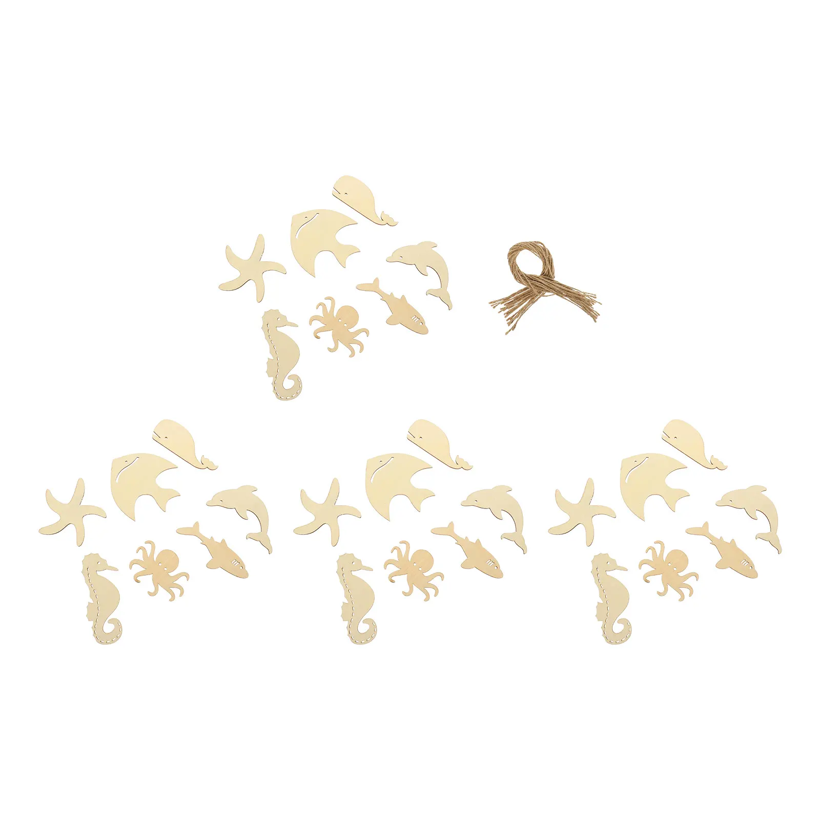 

28pcs Wooden Button Pieces Ocean Animals Wood Cutouts Cartoon Whale DIY Crafts Home Projects Sewing Supplies