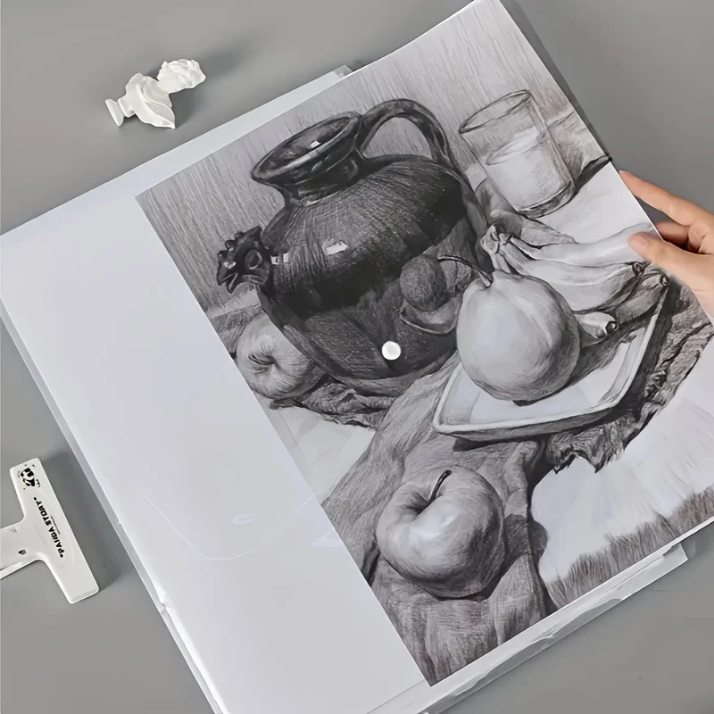 10 قطع من مجلدات الملفات الشفافة مقاس A3 مع إغلاق سريع - منظم مستندات بلاستيكي PP متين مقاوم للماء للرسومات المعمارية