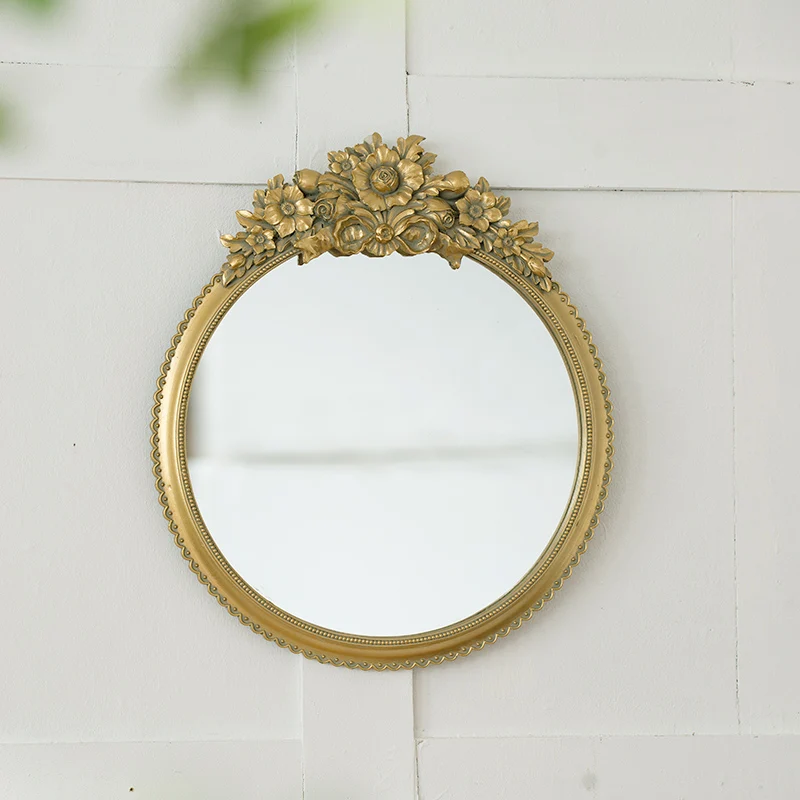 Quality Luxury Design Vintage Mirror Bathroom Round Portable Makeup Mirror Living Room Gold Macrame Specchio Decorations Items