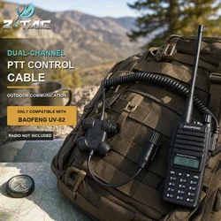 Z-TAC Dual PTT Switch Tactical Radio Adapter Airsoft Headset Accessory UHF VHF Compatible Baofeng UV-82 Walkie Talkie Comm