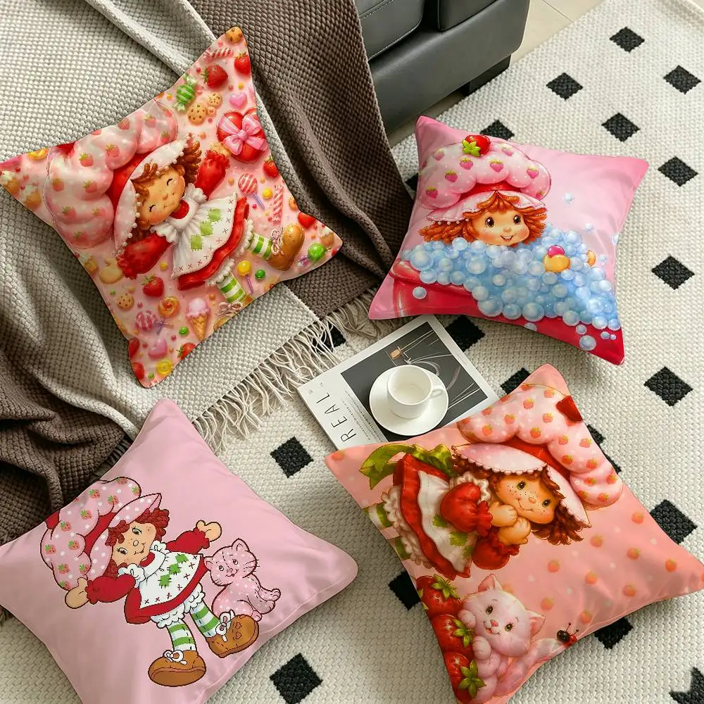 Cute S-Strawberry S-Shortcake-Girl Personalized picture text home decorative pillows Household Gifts 45x45cm