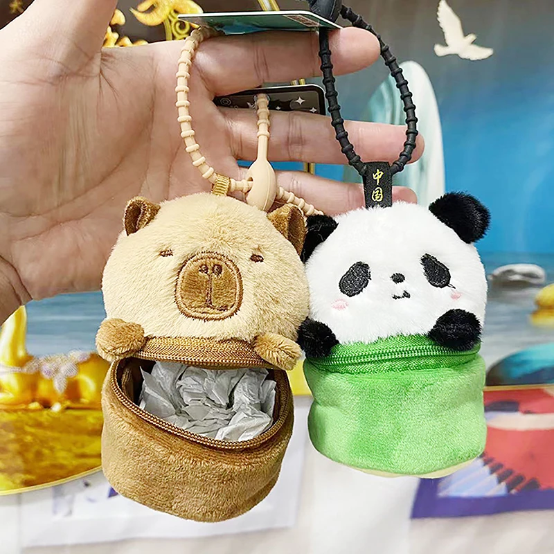 

1Pc Cartoon Capybara Panda Coin Purse Keychain Fashion Zipper Storage Bag Creative Cute Small Bag Pendant Decoration Girls Gift