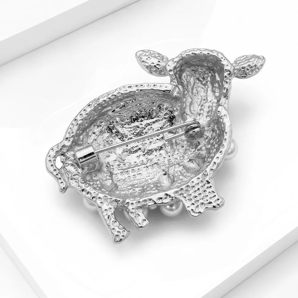 Pearl Sheep Brooch Rhinestone Cute Sheep Shape Brooch Pin Creative Style Versatile Cardigan Closure Pin Cardigan Coat Styling