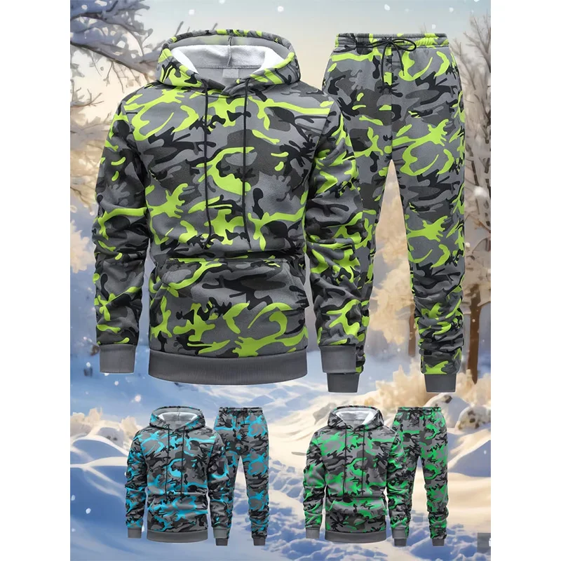 

Fashion Camouflage 3D Print Hoodies Pants Sets Men's Women Sweatshirts Sweatpants Outdoor Two Piece Suits Tracksuit Man Clothing