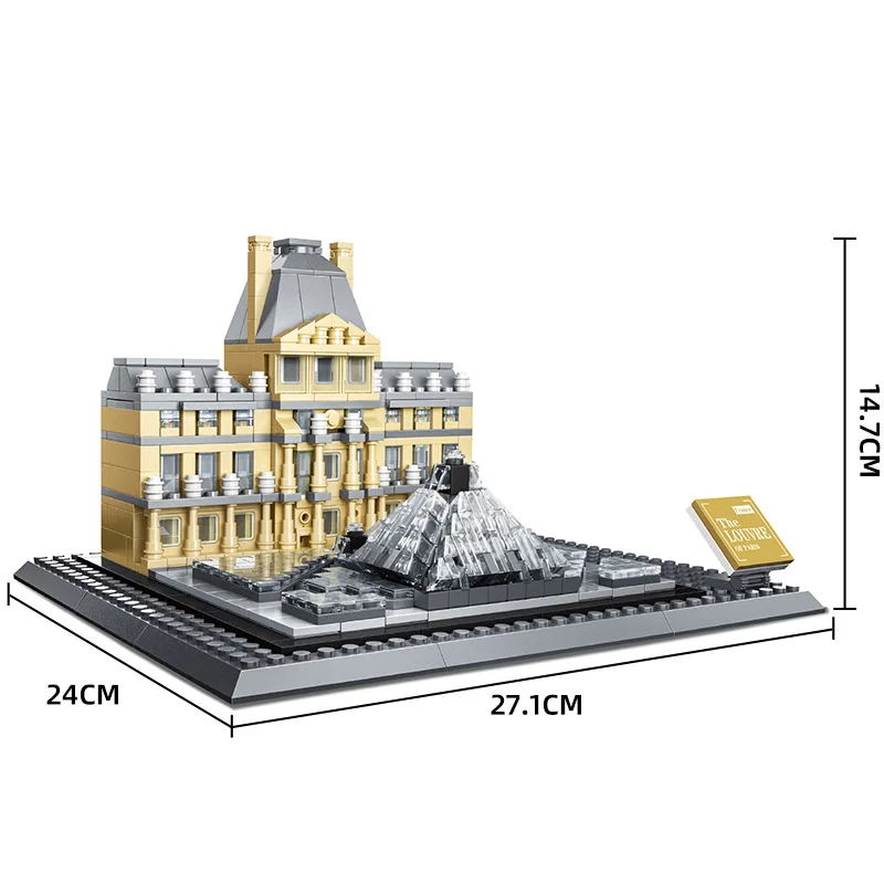 Creative Construction World Famous Architecture France Louvre Museum of History And Fine Arts Building Block Model Brick Toys