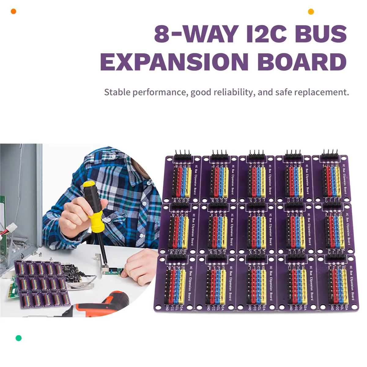 L77A  Hub Module Splitter 8-Way Bus Expansion Board,IIC Interface Signal Distributor,Hub Electronic Building Block