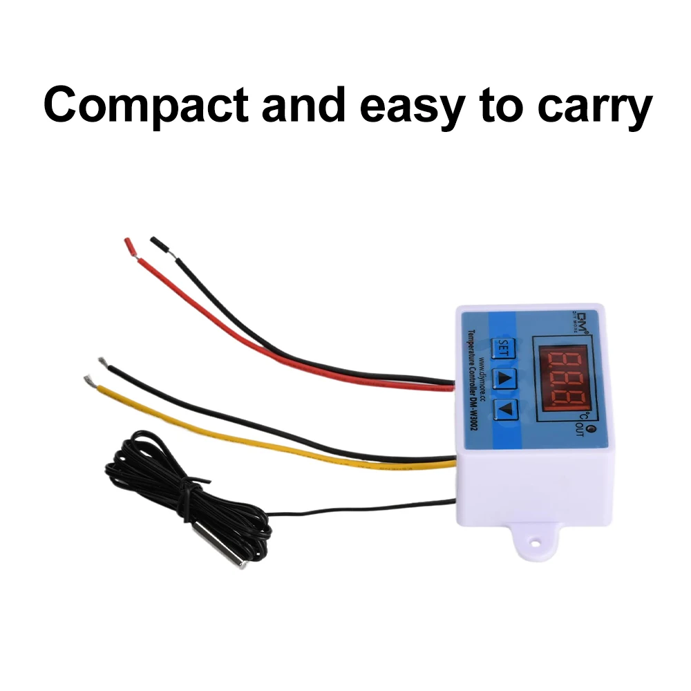 DM-W3002 AC110~220V Temperature Controller -50℃-110℃ with Waterproof Probe Quick Connector for Industrial Home Use