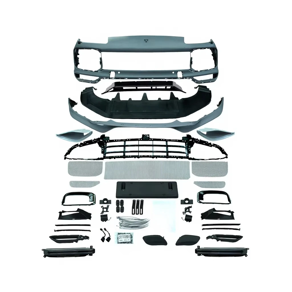 KM Premium Performance New 9Y0 Turbo Front Bumper + TKT Front Lip + PU Material Unpainted Black High Quality DRL for 957