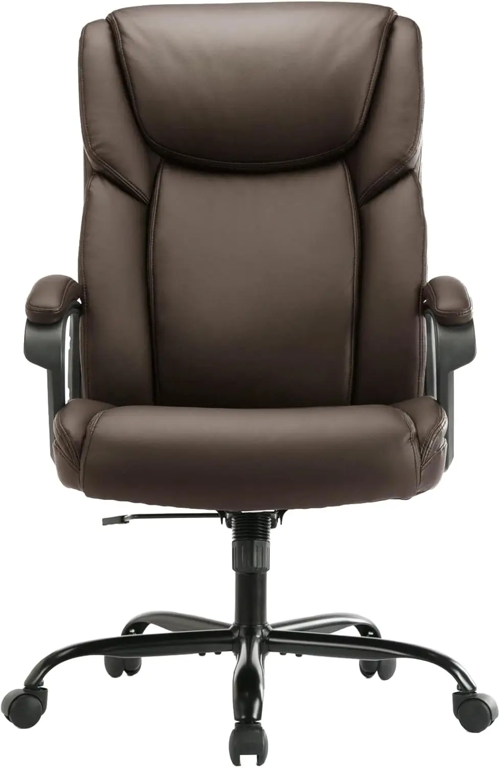 

Home Office Executive Desk High Ba Computer Adjustable Height And Swivel Task Lumbar Head Support Chair, Leather Brown