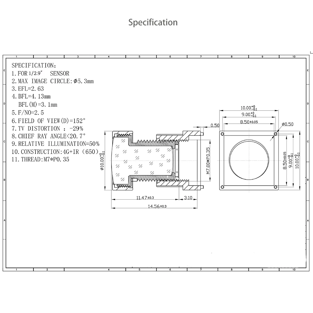 Witrue-m7 * p0.35 cctvレンズ,2.8 HD,1080p,絞り値f2.5,1/2.9 ",650nm付き,ミニ監視用セキュリティカメラ