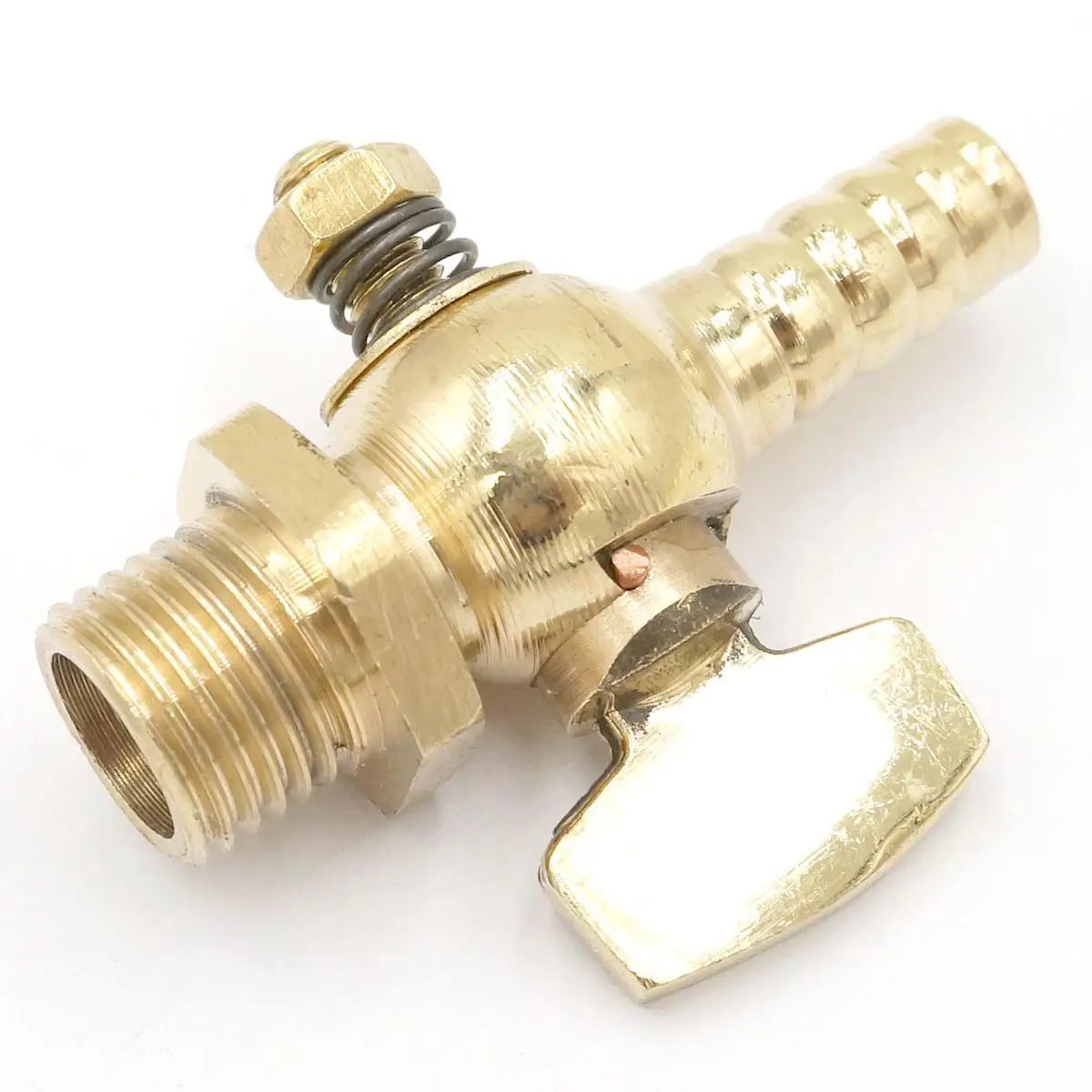 

1/8" 1/4" 3/8" 1/2" BSP male Thread to 8mm 10mm I/D Hose Barb Brass Drain petcock Shut Off Valve for Fuel Gas Oil Air