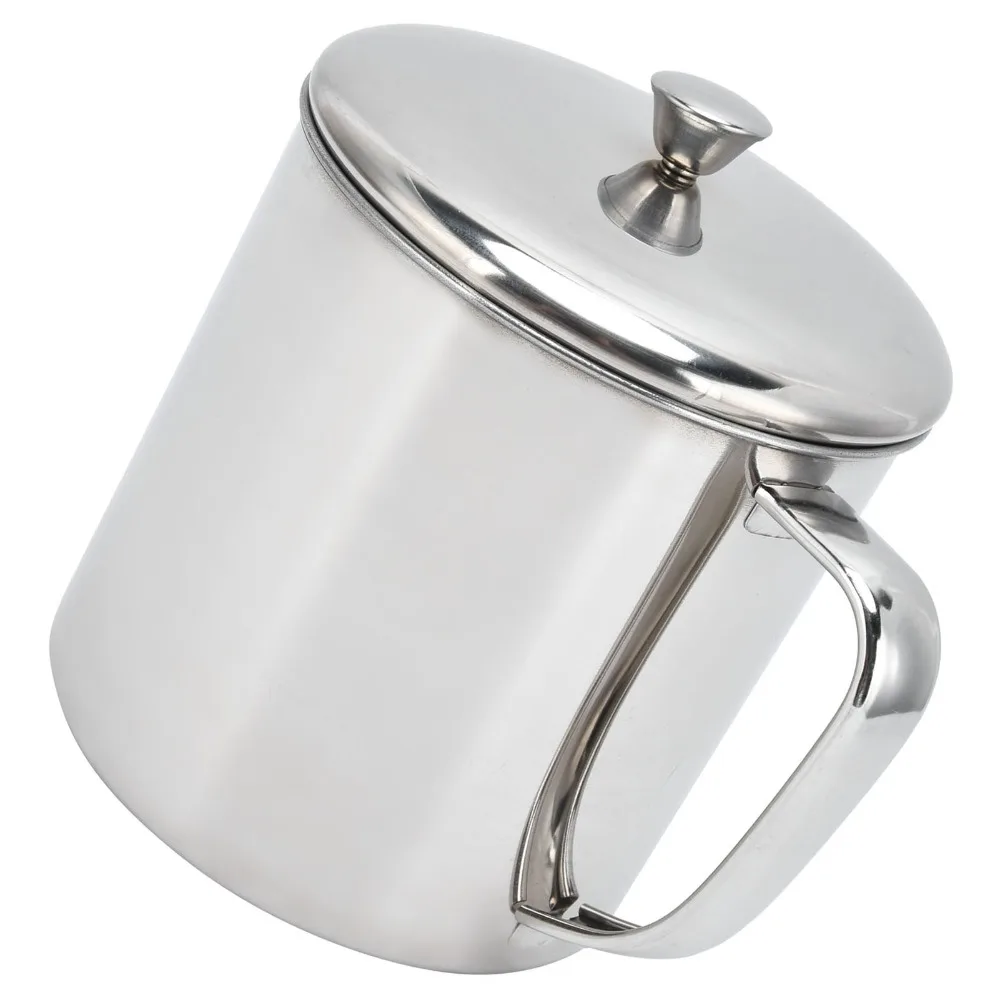 Rustless Steel Water Cup With Sealed Lid Cylindrical Overall Metal Tumbler Polished Inner Wall Lightweight Drinking Mug