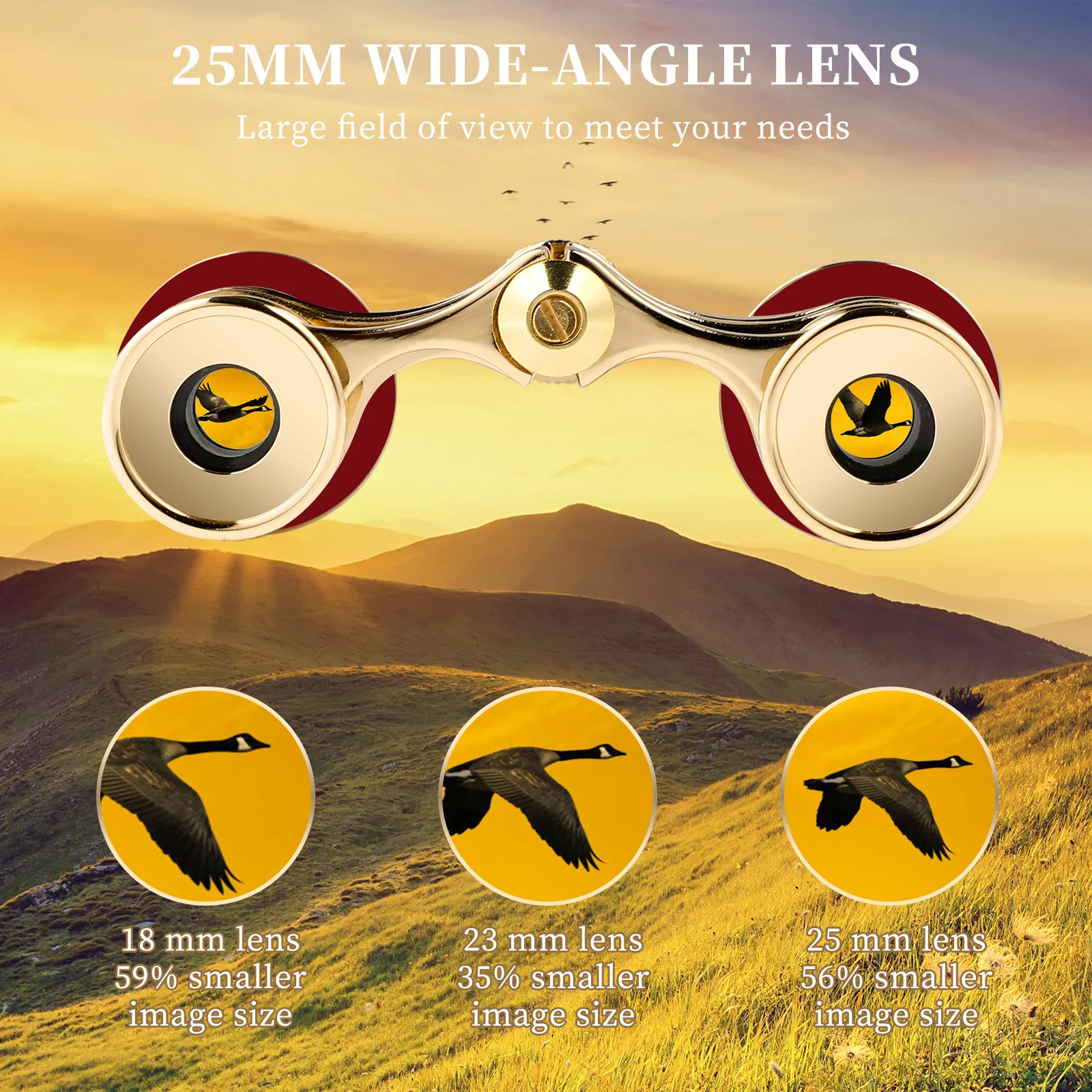 

1Set Vintage Style 3x25 Compact Metal Aluminum Alloy Opera Glasses for Bird Watching Travel Sightseeing Outdoor