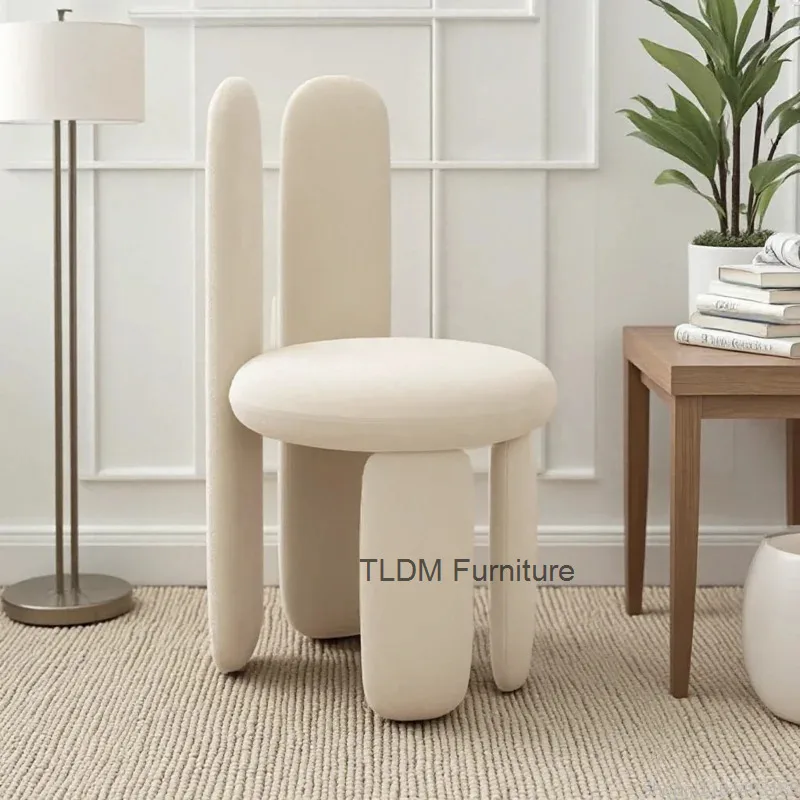 

Makeup Chair Nordic Modern Simple Rabbit Ears Back Home Velvet Cloth Soft Bag Single Dressing Stool