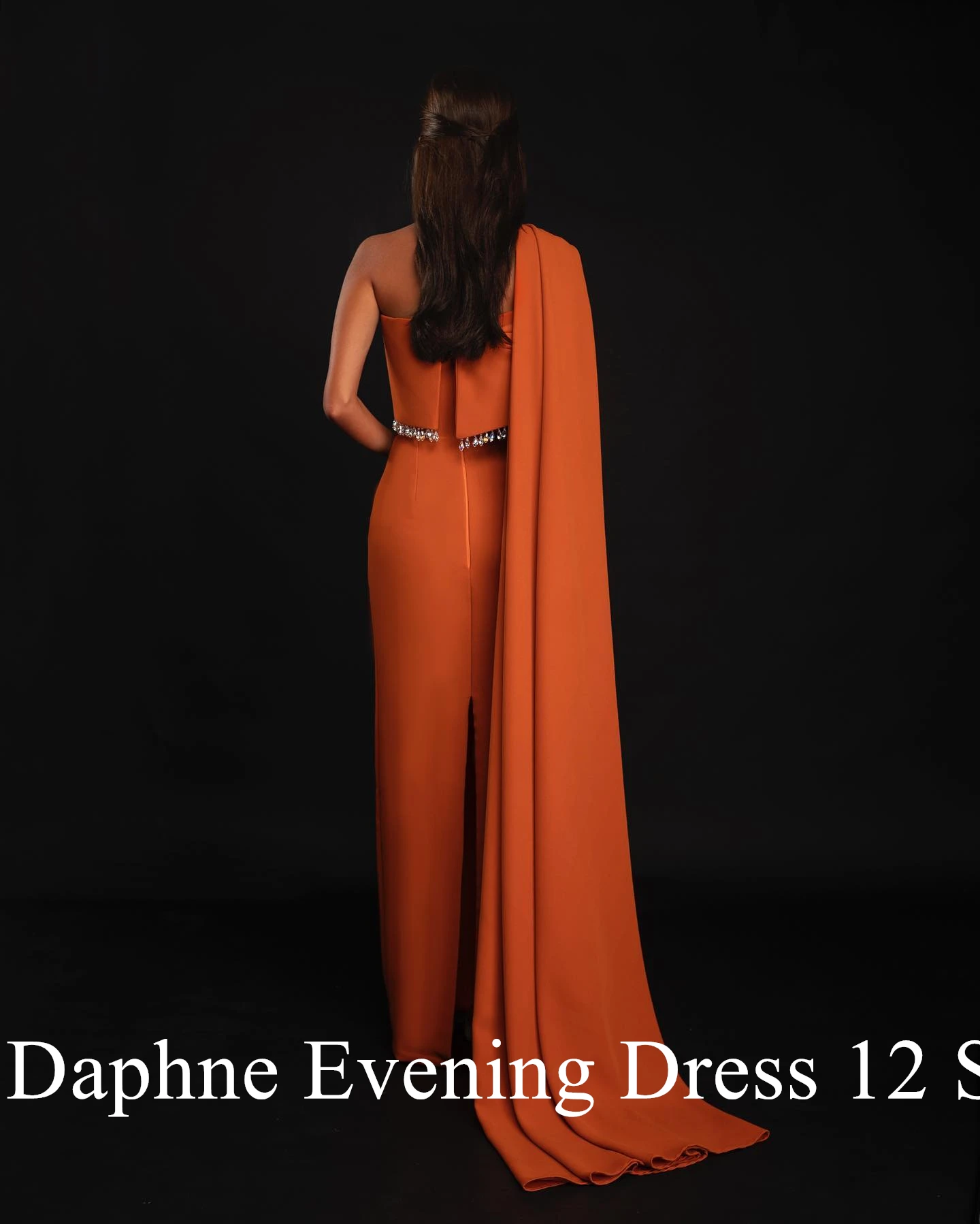 Customized Graceful Off the Shoulder Short Sleeves Watteau Train Crystal Evening Dress Exquisite Back Slit Vestido De Festa