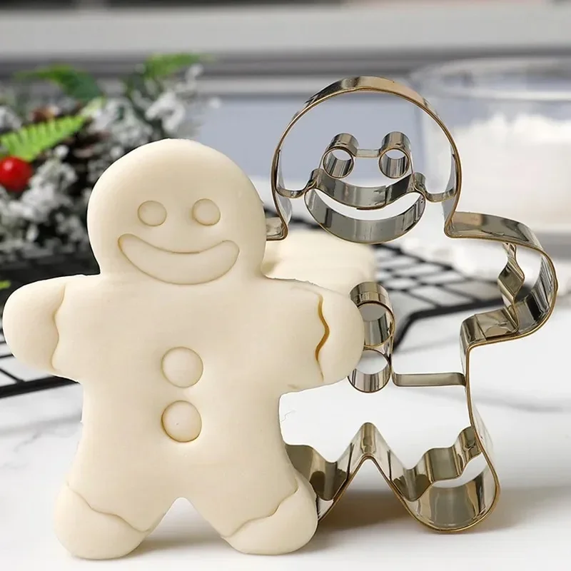 Christmas Cookie Cutter Mold Stainless Steel Gingerbread Man Christmas Socks Cutting Mold Pastry Decorating Supplies Baking Tool