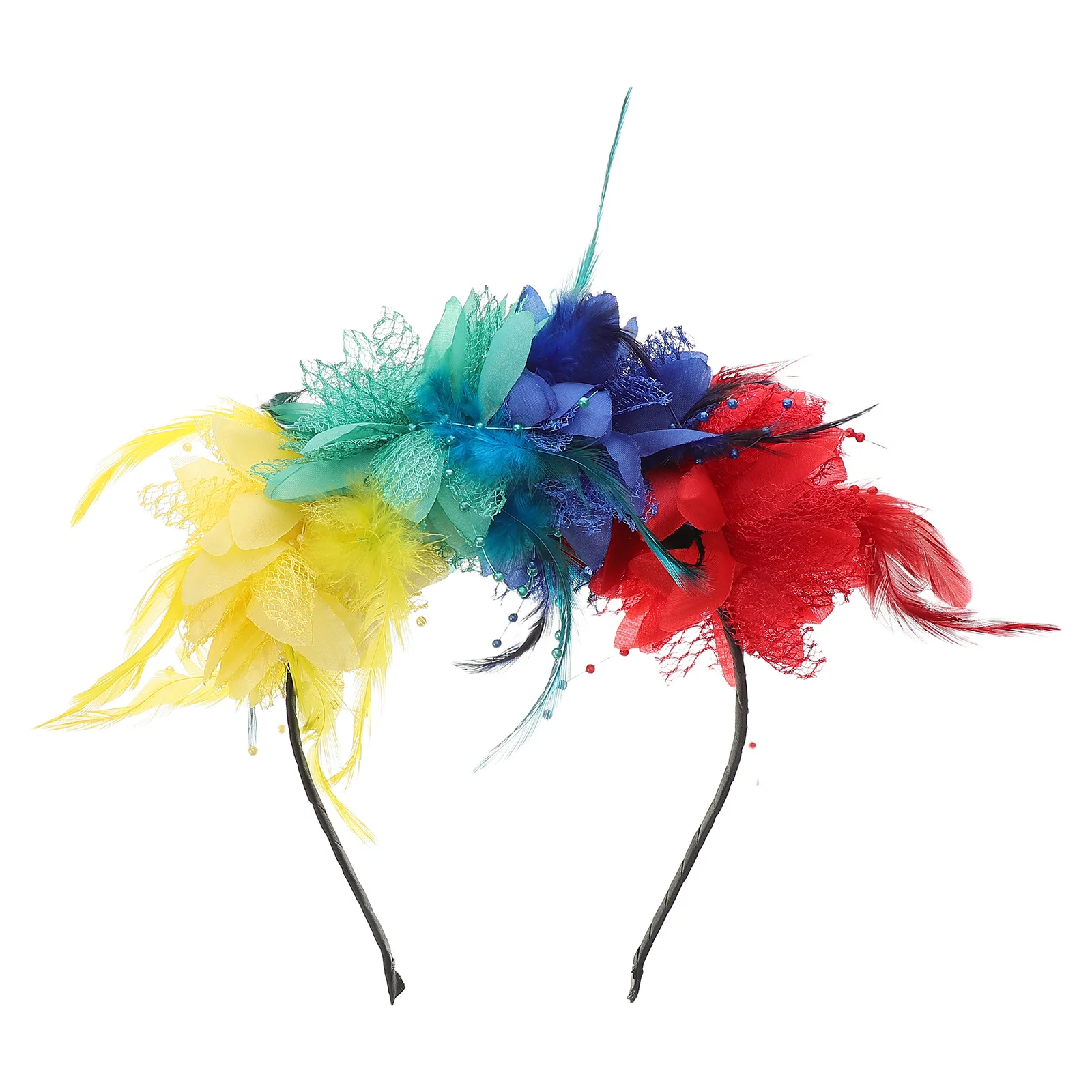 

Flower Feathered Headband Elegant Floral Fascinator Hairband for Women Halloween Wedding Tea Party Carnival Headpiece
