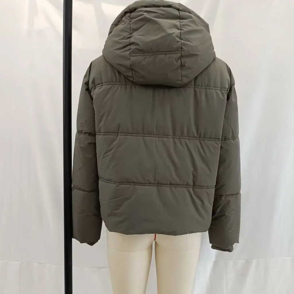 Einfarbige, mit Baumwolle gefütterte Damenjacke, warmes Kunstleder, kurzer Biker-Stil für Herbst und Winter, europäische und amerikanische Mode