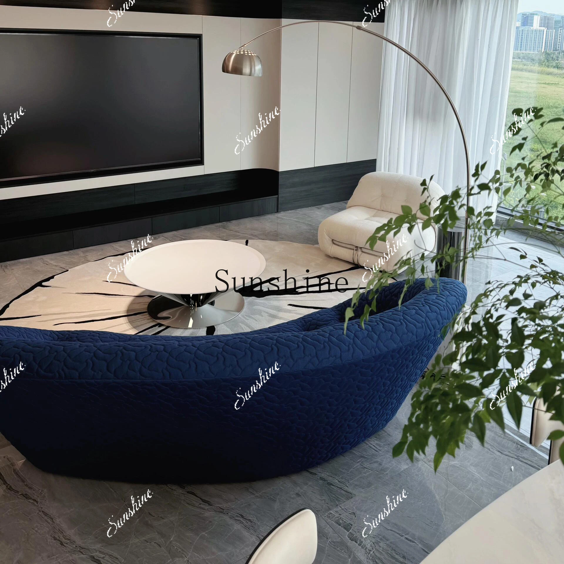Natural Kari ice jade luxury stone coffee table Italian light luxury suspended small apartment