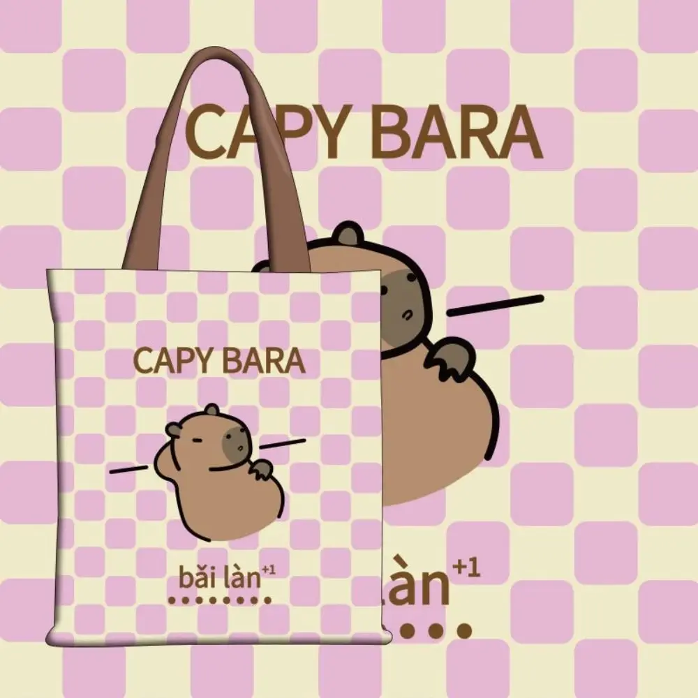 

Tote Bag Cute Capybara Bags School Bag Canvas Kapibara Single Shoulder Bags Commute Underarm Bag Large Capacity Capibara Handbag