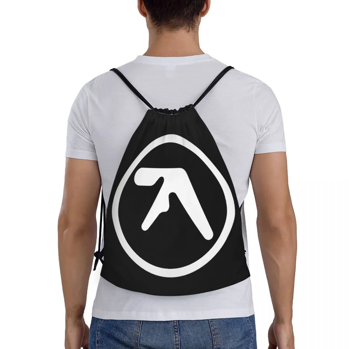 Custom Aphex Twin Drawstring Backpack Sports Gym Bag for Men Women Electronic Music Artist Producer Training Sackpack