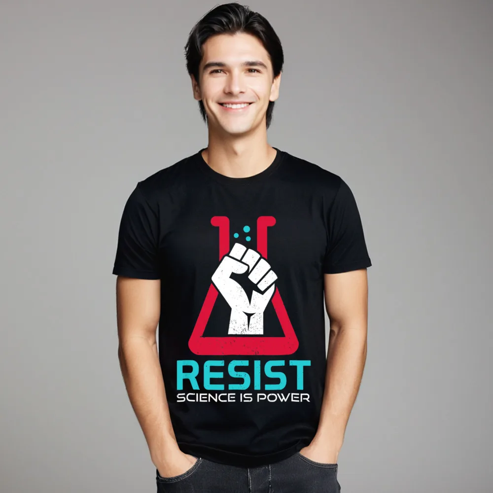 Resist Science Is Power Science Discount Short Sleeve Printing Tshirts Combed cotton O-Neck Mens Tops Tees T-shirts Father Day