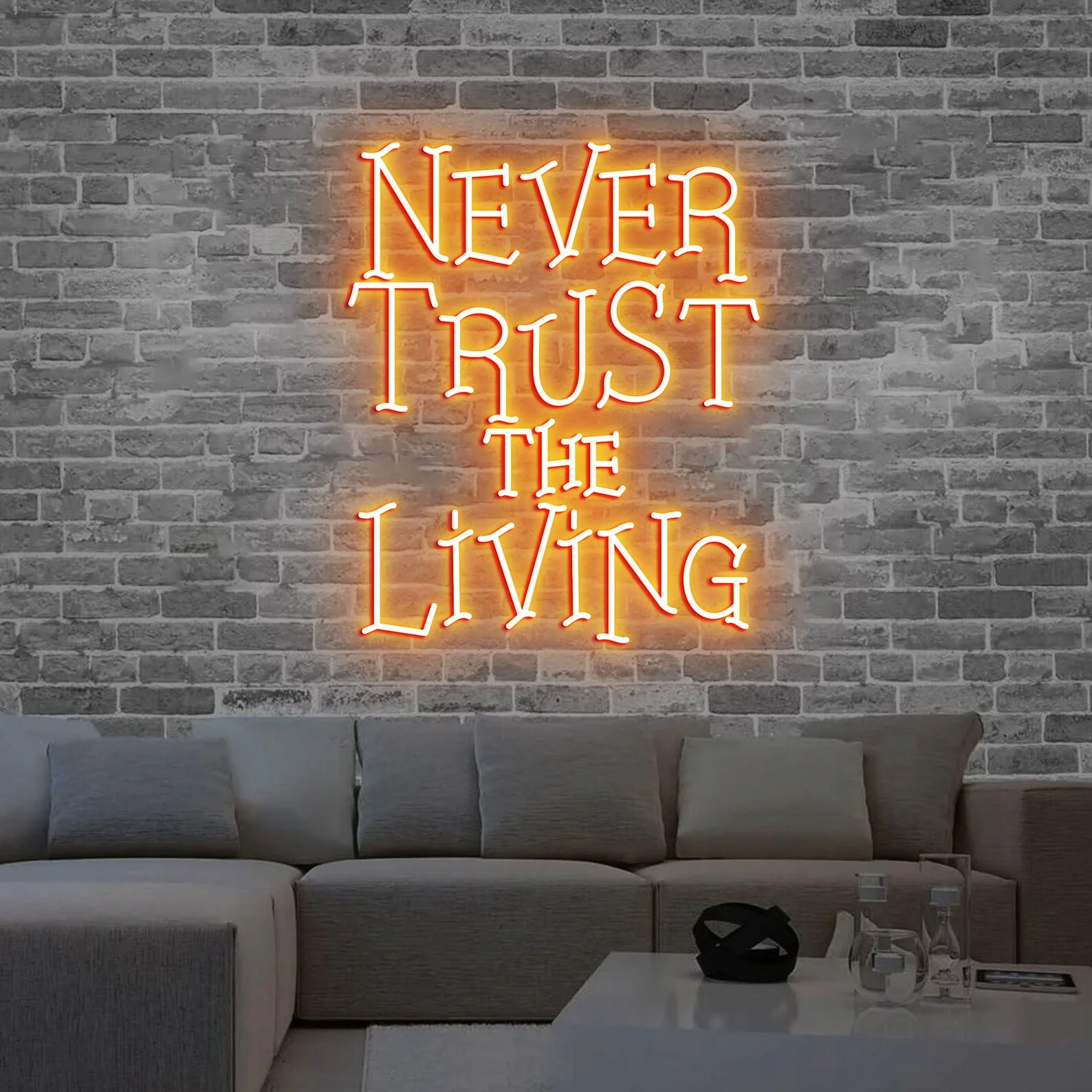 Never Trust the Living Neon Sign, Halloween Neon Sign, Spooky Neon Light, Halloween Quote, Halloween sign, Bedroom decoration