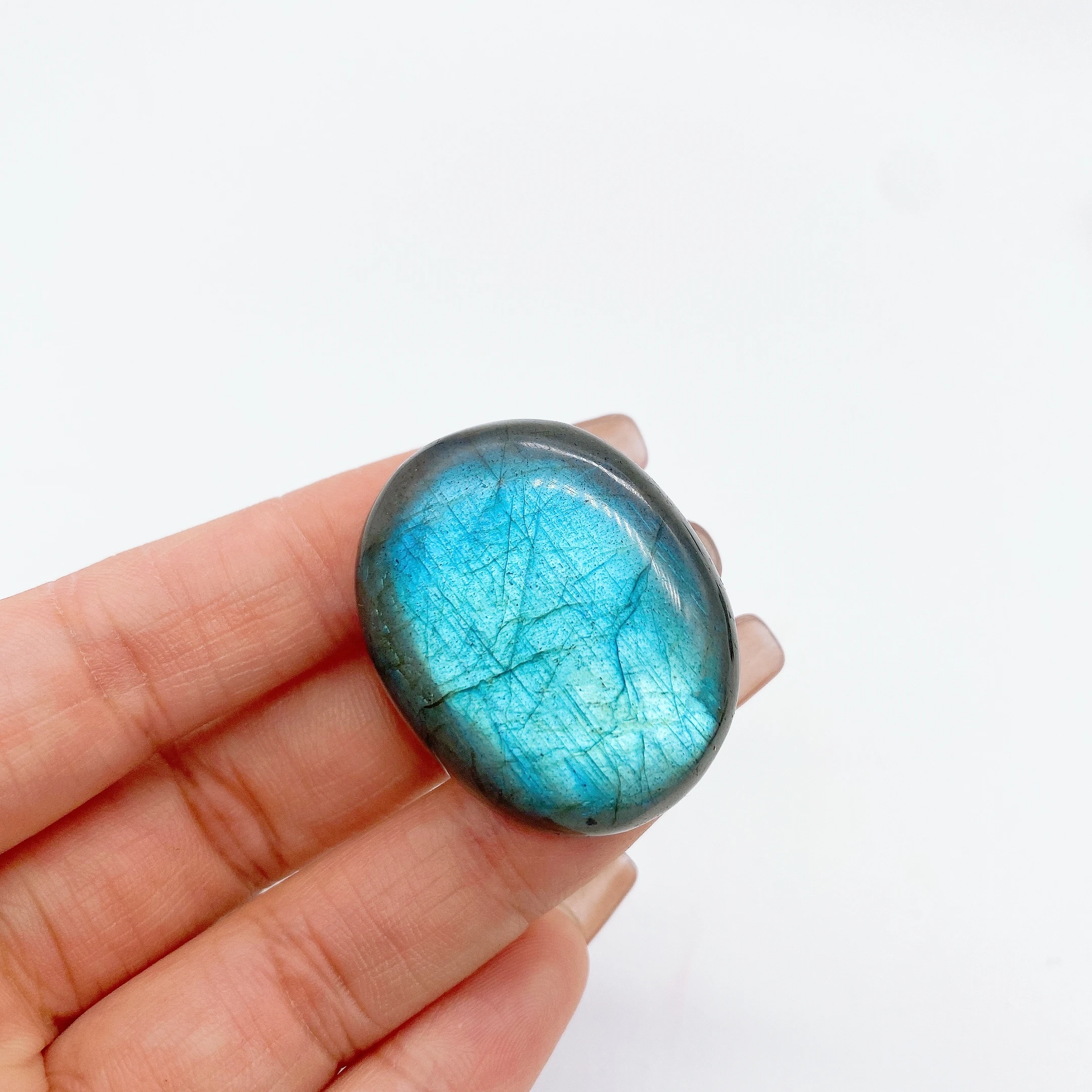 Natural Blue Flashy Labradorite Palm Stone Moonstone Crystal Polished Spiritual Reiki Healing Gemstones  Home Decoration Gift