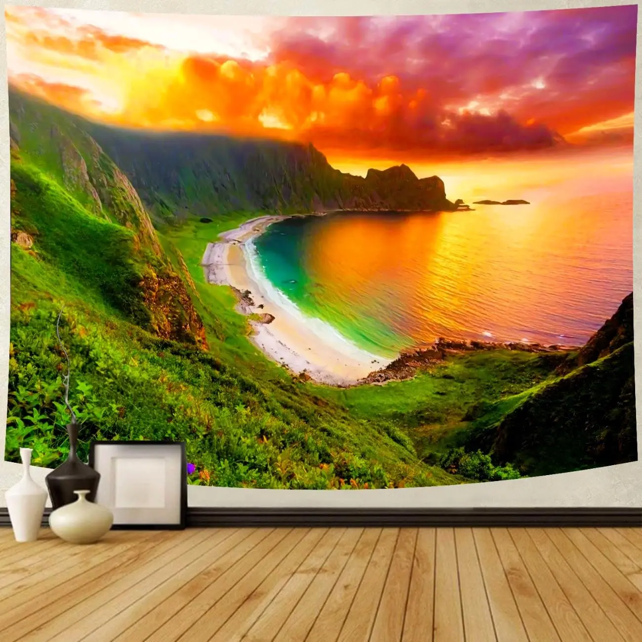Tropical Landscape Sunset View Photo Decoration Wall Tapestry Bohemian Poster Canvas Art Home Decor Room Wall Hanging Printable