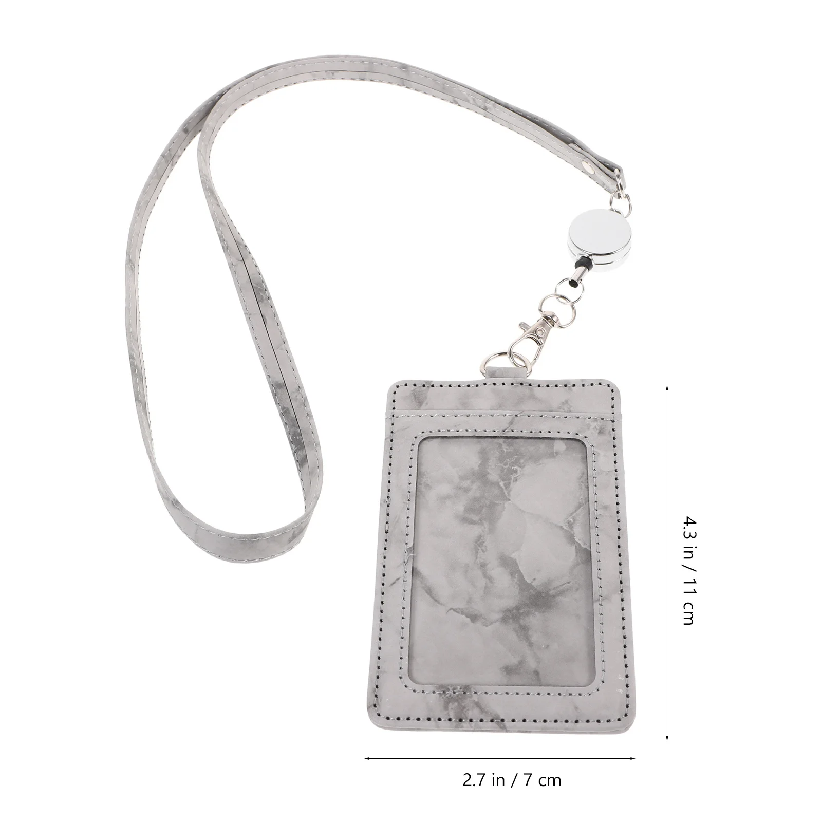 1 set Marble Pattern Card Water-Resistant Id Badge Holder With Lanyard Retractable Name Tag Holder For Work School Office