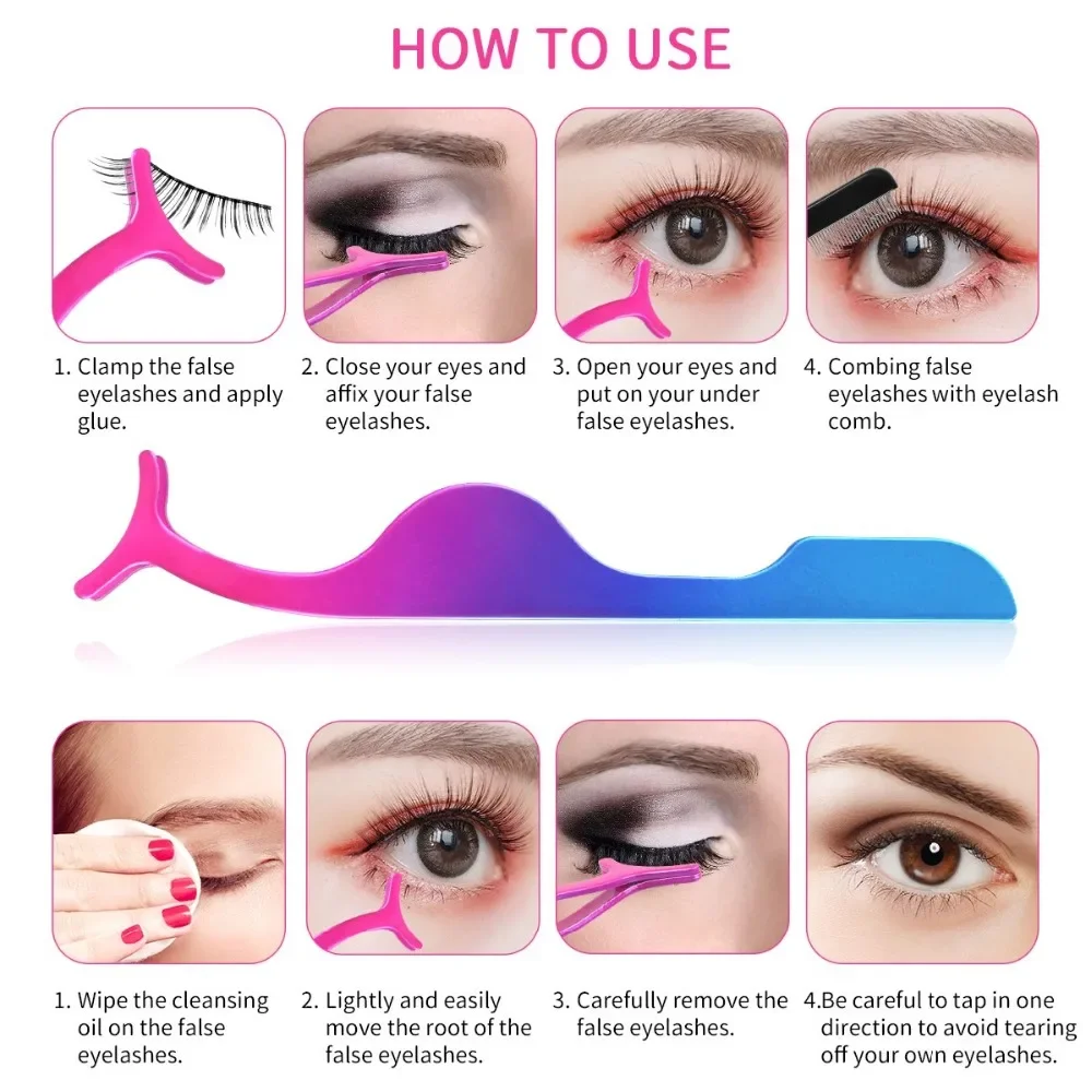 1 قطعة ملاقط رمش كاذبة تمديد قضيب أداة ذيل السمكة كليب مساعد كليب الملقط القراص أداة