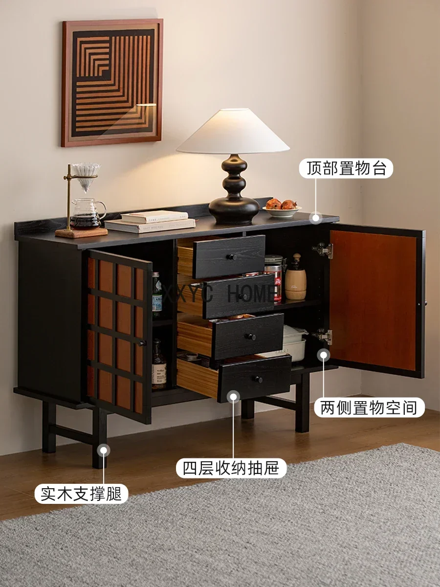 Medieval light luxury solid wood chest, bedroom, bedside storage cabinet, drawer cabinet, living room, French retro locke