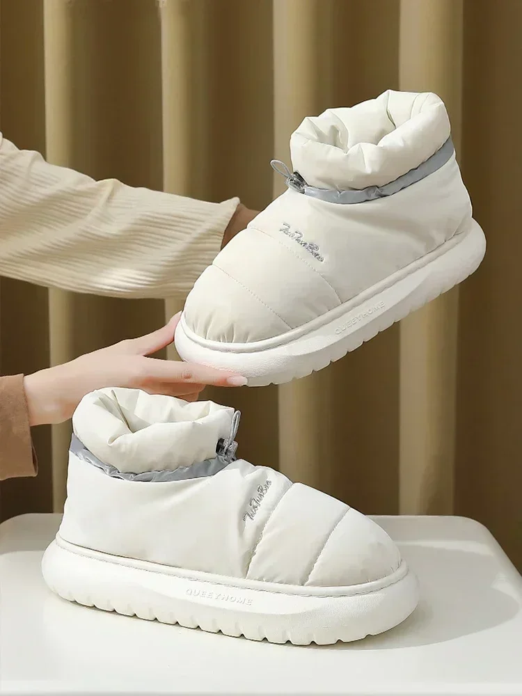 Chunky damskie buty śniegowe ciepłe puchowe zimowe 2025 wodoodporne damskie botki z futrem antypoślizgowe cukierkowe kolory bawełniane buty kobieta — zdjęcie 2