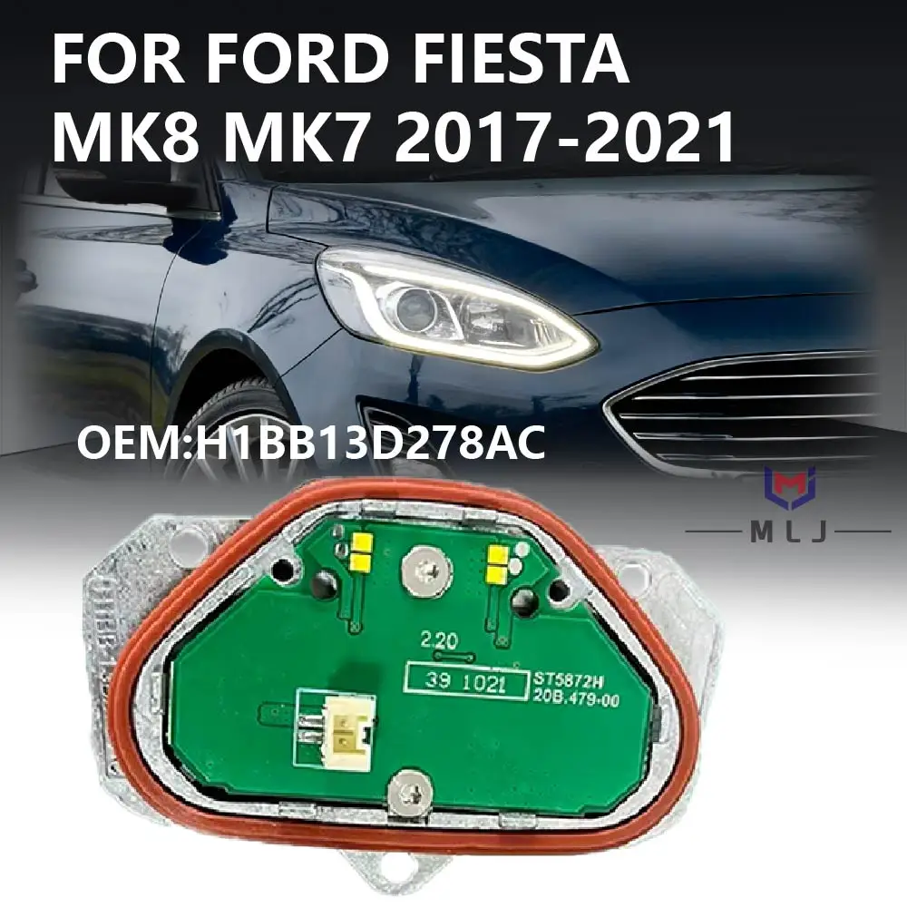 H1BB13D278AC For Ford Fiesta MK8 2017-2021 Focus MK4 2019-2021 Transit Custom Puma White Headlight DRL Module Car Accessories