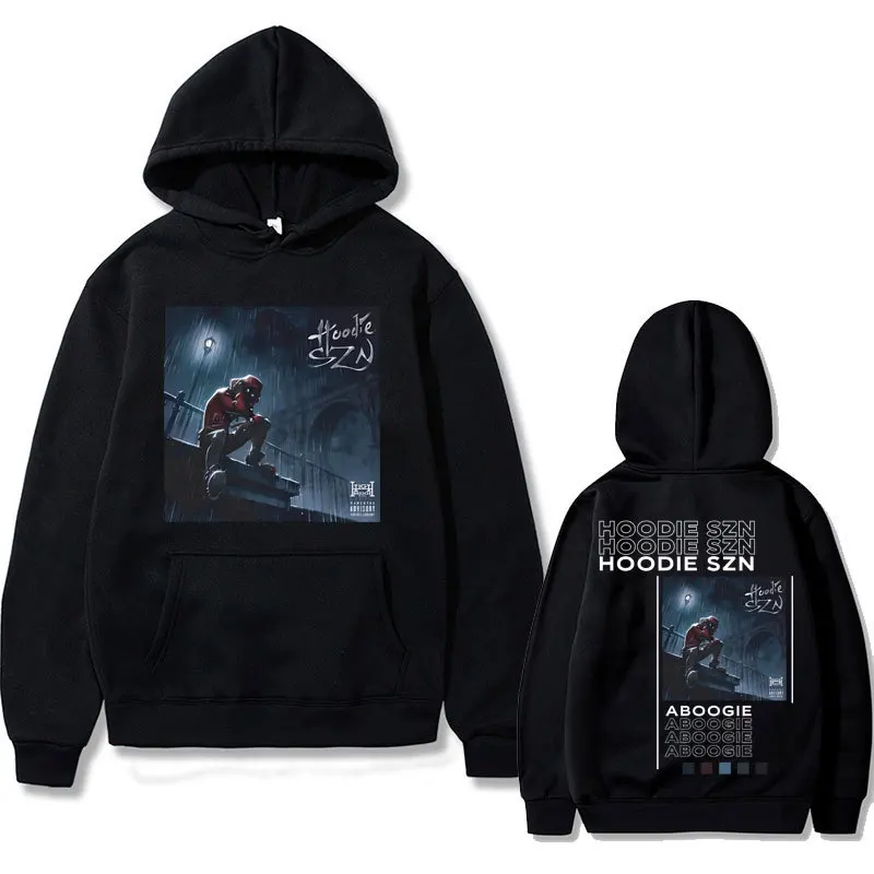 A Boogie Wit Da Sudadera con capucha Szn Hip Hop Rapero Sudadera con estampado de doble cara Patrón geométrico Manga larga de gran tamaño Cuello redondo Po...