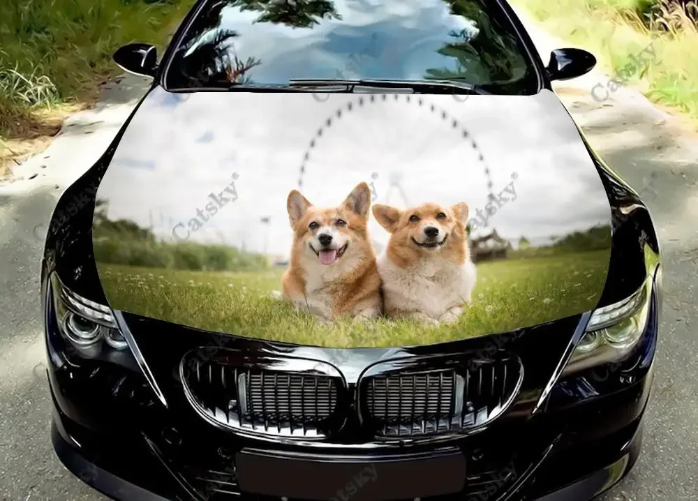

Corgi dog Car hood vinyl stickers wrapped PVC film hood decals stickers general car modified hood protection stickers