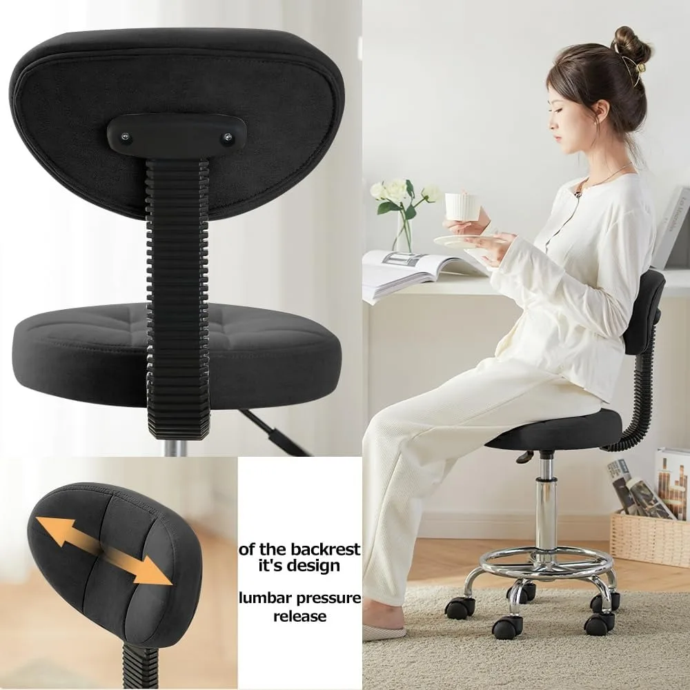 كرسي مكتب حديث كرسي كمبيوتر متدحرج مع ارتفاع خلفي منخفض قابل للتعديل للعمل في صالونات التجميل كرسي مهام دوار #5