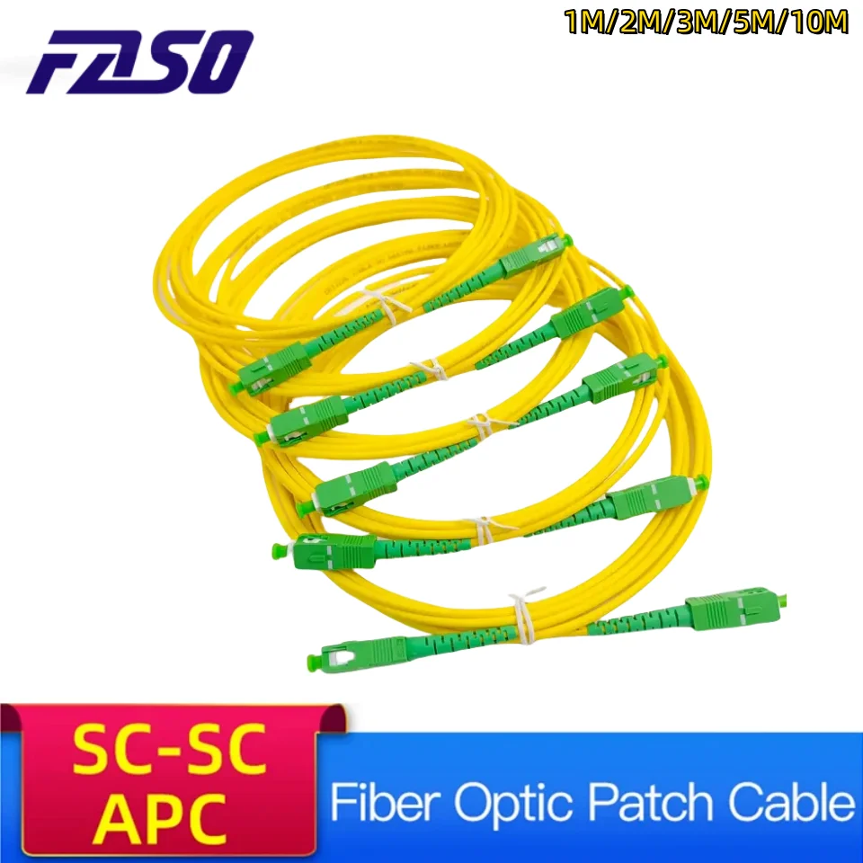 

40Pcs SC APC Fiber Optic Path Cord Cable SingleMode G652D Simplex 3.0mm OS2 Fiber Jumper Cable Optical Yellow LSZH Jacket 1/2/3M