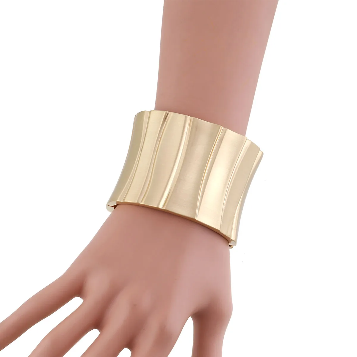 Vintage gold alloy heavy tile style bangle open cuff bracelet women trendy fashion bold look unique design modern jewelry access