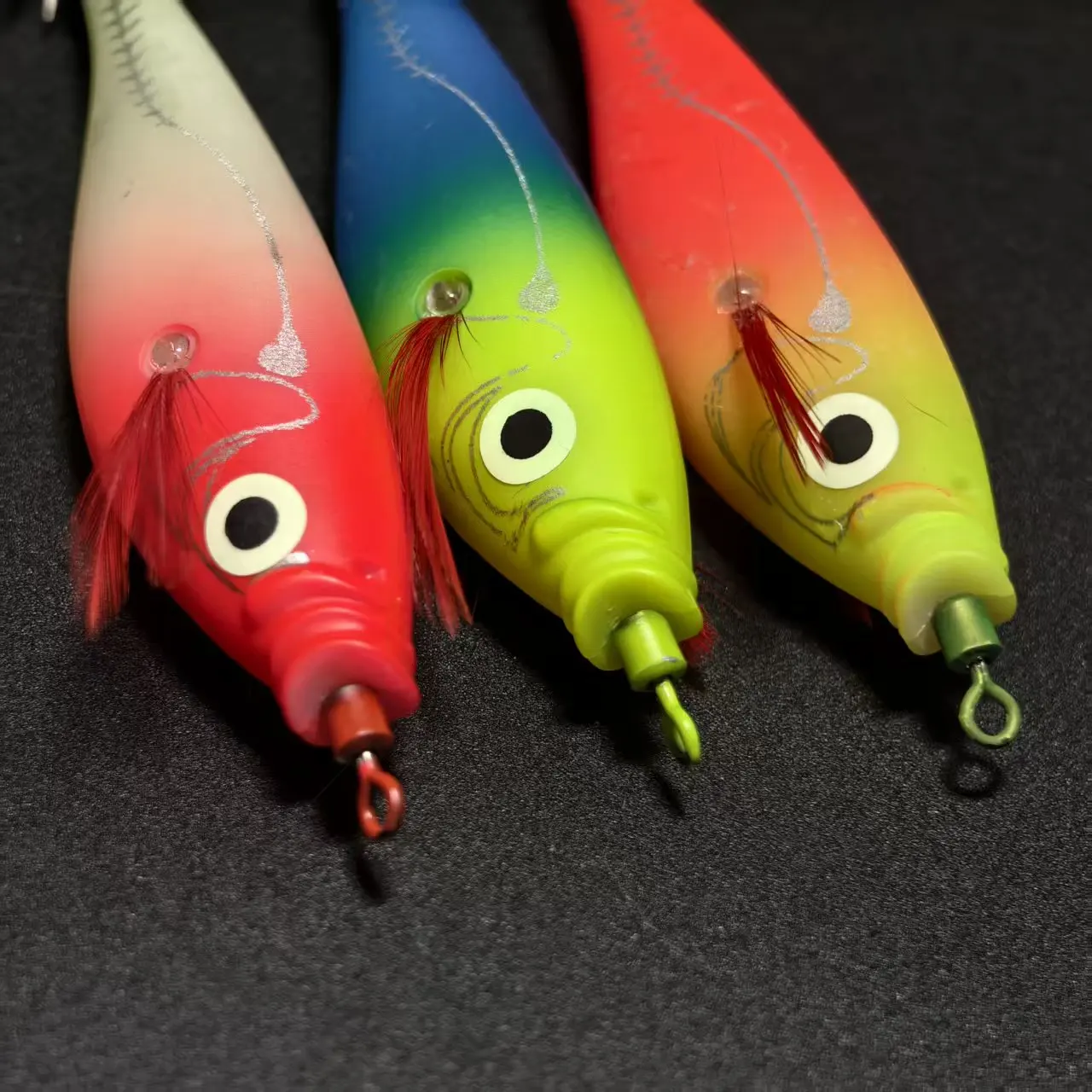 3 قطع من خطافات الحبار المتوهجة - طعوم الروبيان الأفقية - طعوم لـ Egi، رقص حبار الحبار، طعوم صلبة لصيد الأخطبوط