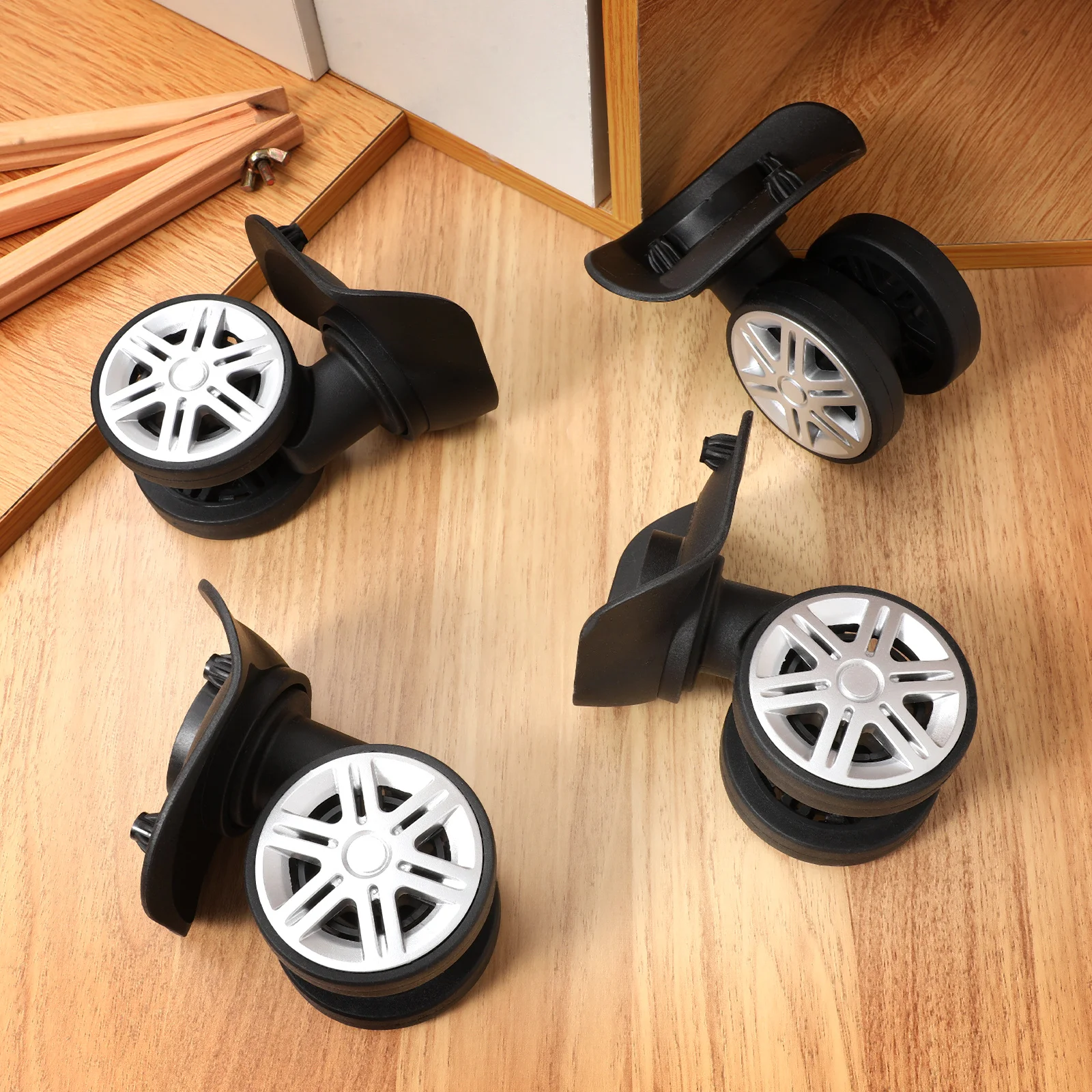 

4 pcs Luggage Wheels Replacement ABS Strong Flexible Steering Quiet Easy Installation Universal Swivel Caster Wheels For