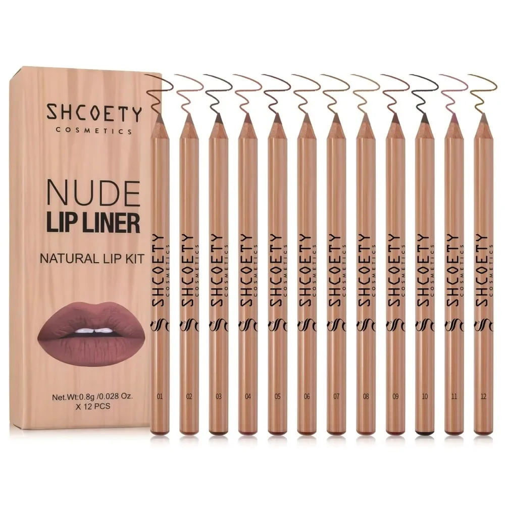 

12PCS Lip Liner Pencil, Water and Sweat Resistant, Long-Lasting, Silky Smooth Texture, Define and Enhance Lip Contour