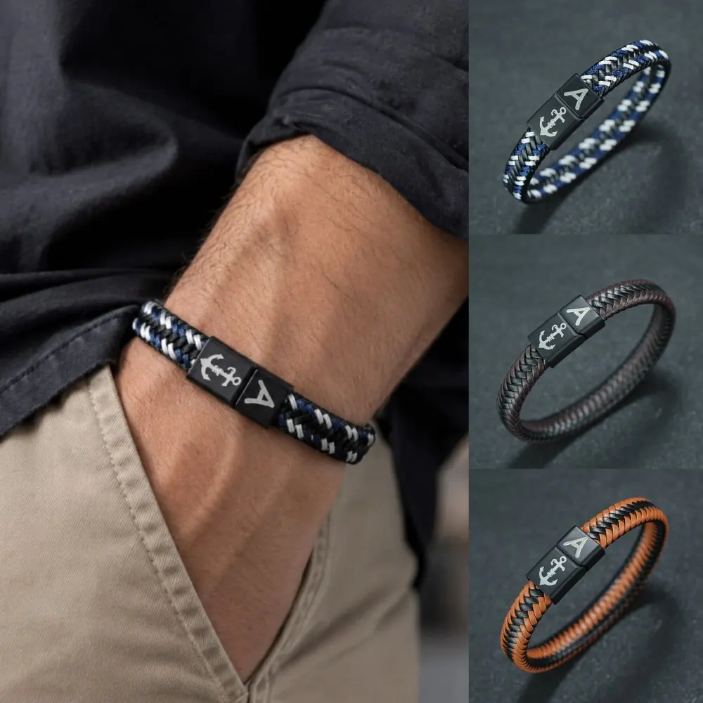 Modisches Anker-Symbol Herren-Armband Abnehmbarer Magnetverschluss Hip-Hop Rock Handgelenk-Accessoire 6 Farboptionen Vielseitige Schmuckstücke