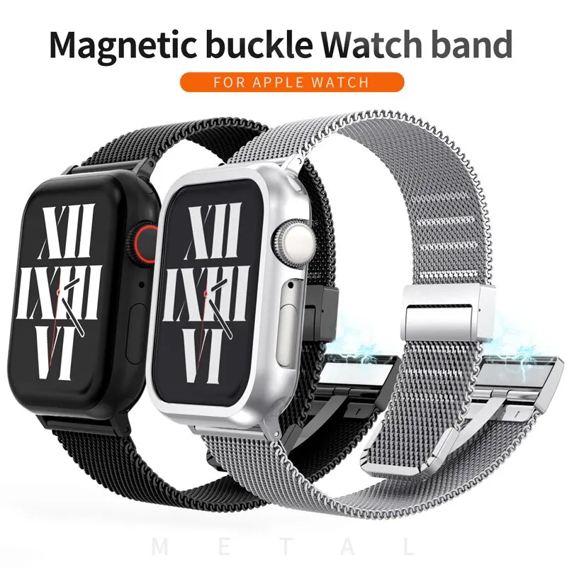 

Magnetic Milanese Loop Strap For Apple watch Band 46mm 42mm 44mm 40mm 45mm 41mm 38mm bracelet iWatch 10 9 8 7 6 SE Ultra 2 49mm