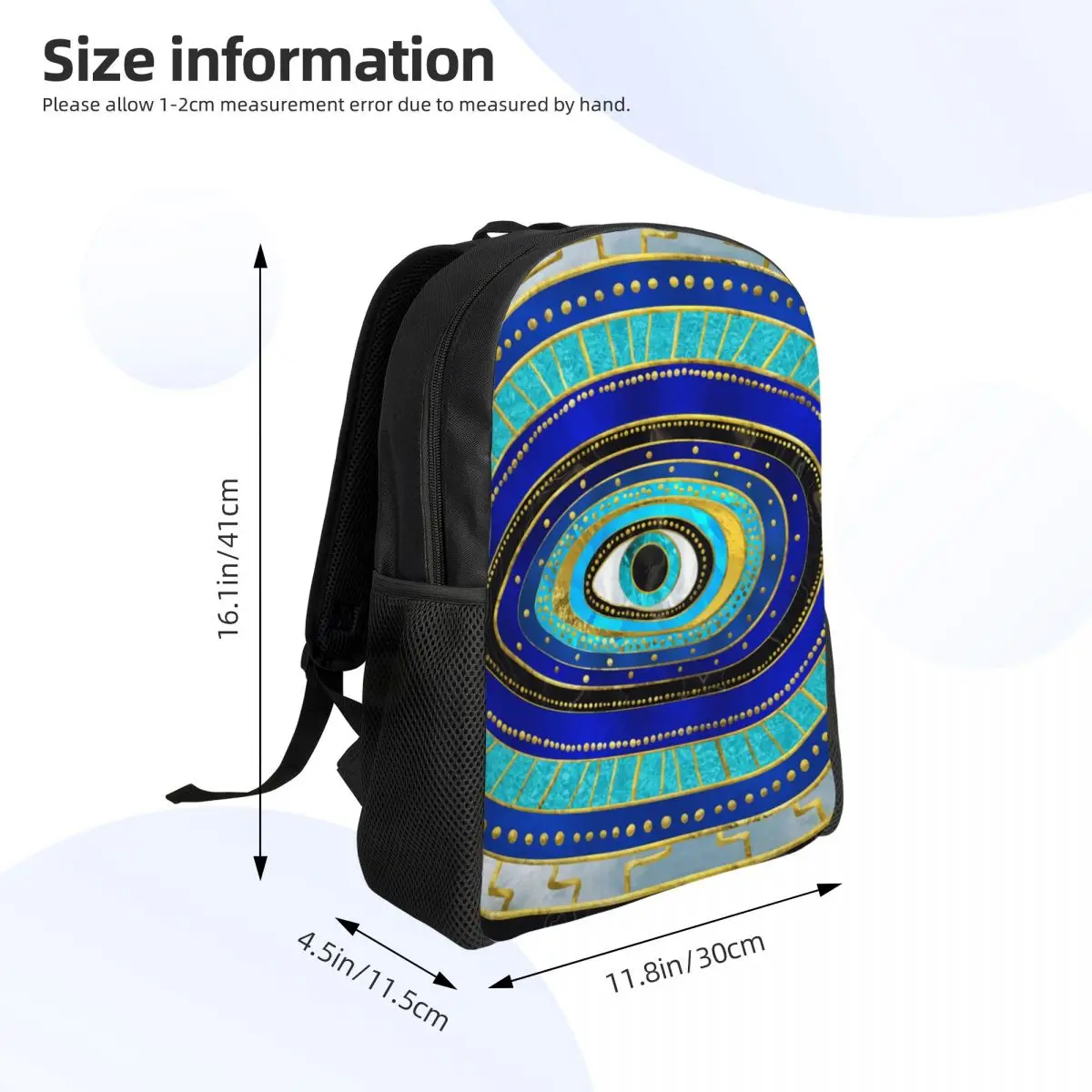 Mochila de adorno de amuleto de mal de ojo personalizado para hombres y mujeres, bolsa de libros informal para la escuela, bolsas universitarias