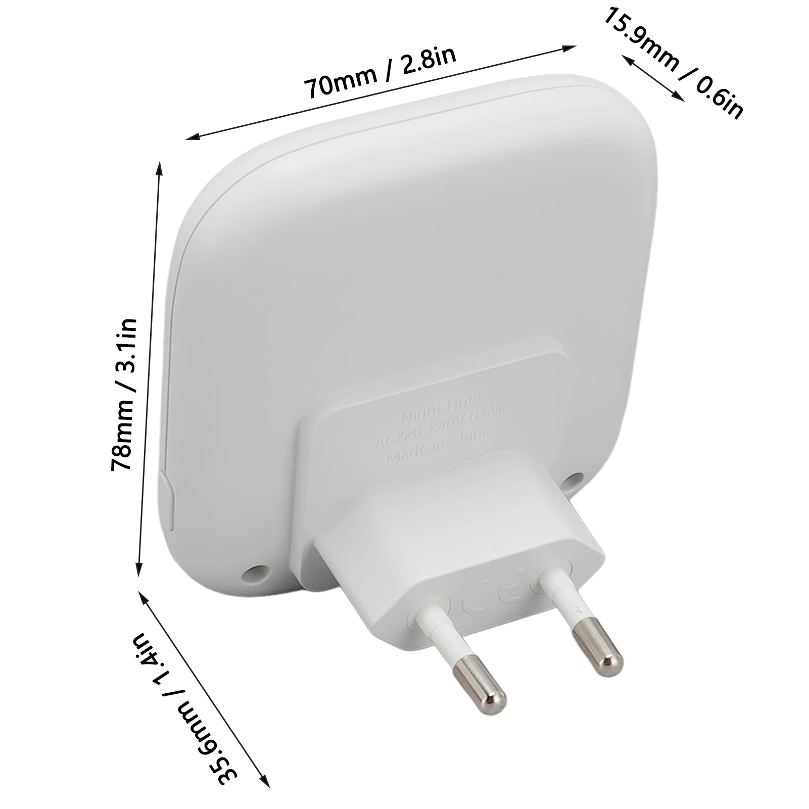 ZK40 2PCS Wtyczka lampki nocnej 0.5W Ściemnialny czujnik zmierzchu do świtu Miękkie oświetlenie Mała lampka nocna 220-240V do sypialni Wtyczka EU