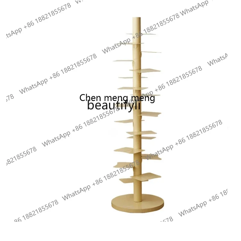 ss7486 Rotating Bookshelf Floor Multi-Layer Wrought Iron Corner Invisible Reading High-Rise Storage Rack corner shelf